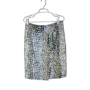 Ellen Tracy Skirt Womens 8 Faux Wrap Zip Back Festive Professional Holiday